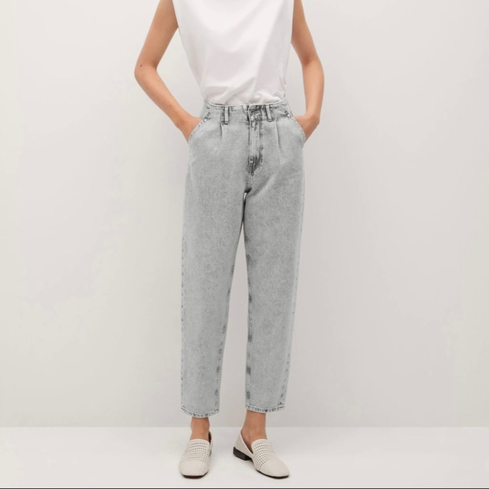 Gray dart slouchy jeans
